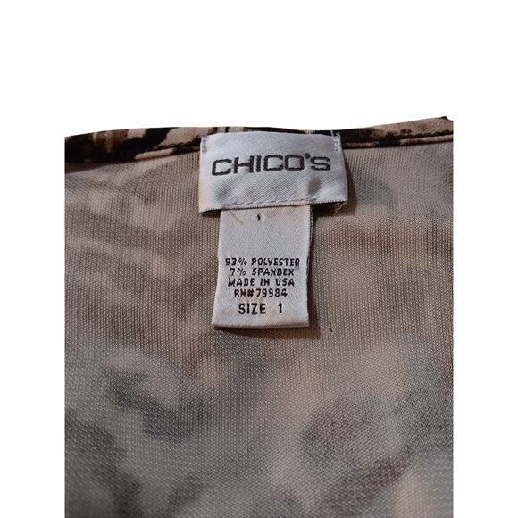 CHICO'S 1 Faux Wrap Dress Stretch Slinky Medium Animal Print Career Travel Trip - Picture 4 of 7